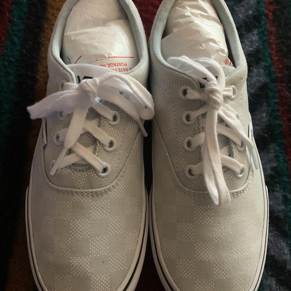 Women's Size 7.0 VANS Authentic Shoes Soft Blue Checkerboard